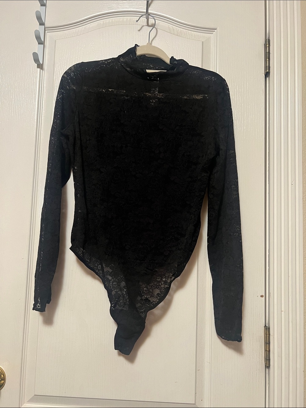 PINK vs Black Lace Long-Sleeve Bodysuit - Women's Top